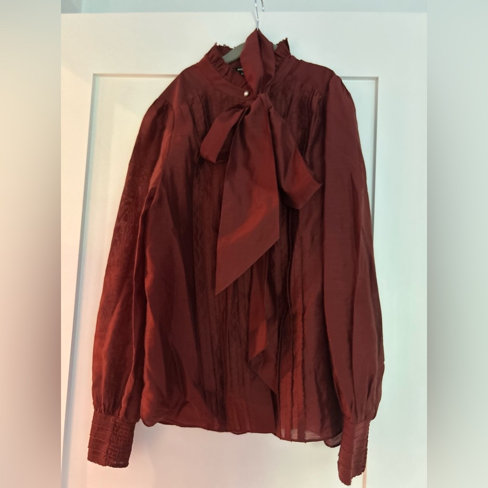 ME+EM Burgundy Blouse with Pussybow - US size 2